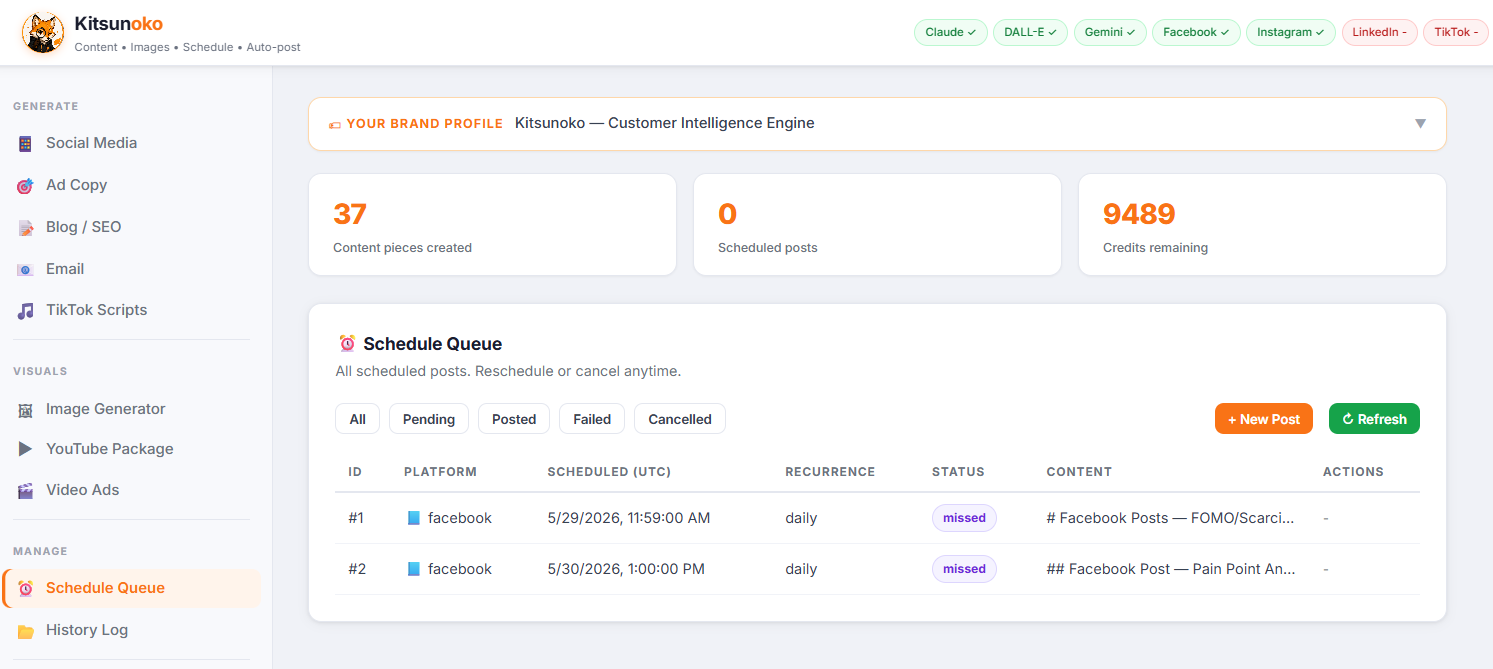 Kitsunads Dashboard